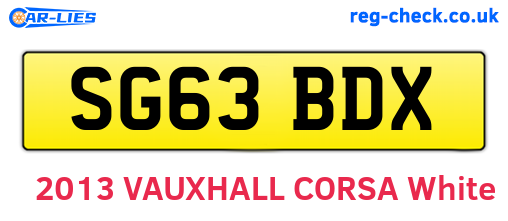 SG63BDX are the vehicle registration plates.