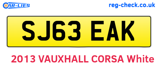 SJ63EAK are the vehicle registration plates.
