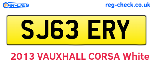 SJ63ERY are the vehicle registration plates.