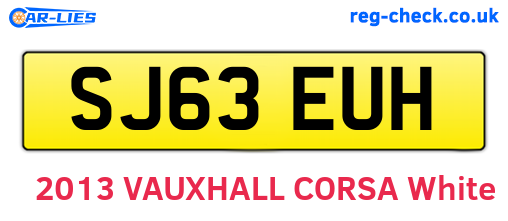 SJ63EUH are the vehicle registration plates.