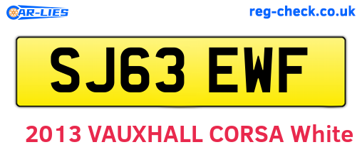 SJ63EWF are the vehicle registration plates.