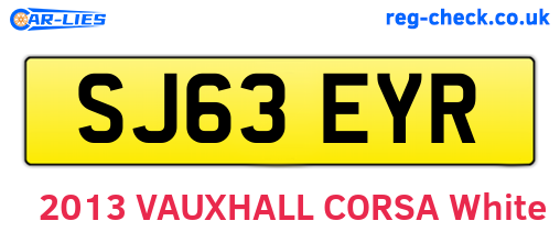 SJ63EYR are the vehicle registration plates.