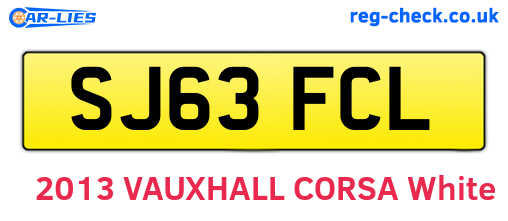 SJ63FCL are the vehicle registration plates.