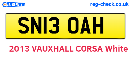 SN13OAH are the vehicle registration plates.