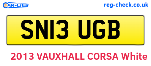 SN13UGB are the vehicle registration plates.
