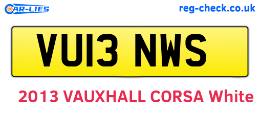 VU13NWS are the vehicle registration plates.