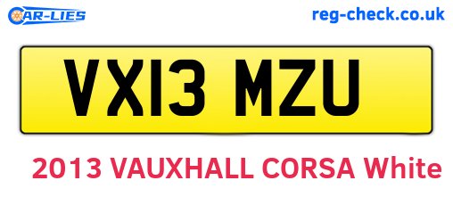 VX13MZU are the vehicle registration plates.