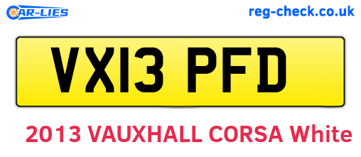 VX13PFD are the vehicle registration plates.