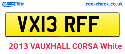 VX13RFF are the vehicle registration plates.