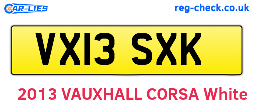 VX13SXK are the vehicle registration plates.