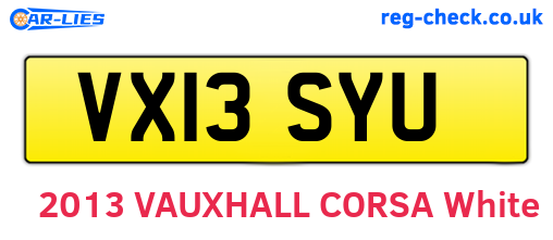 VX13SYU are the vehicle registration plates.