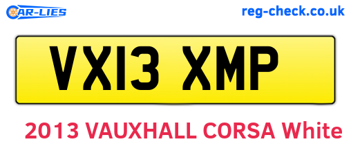 VX13XMP are the vehicle registration plates.