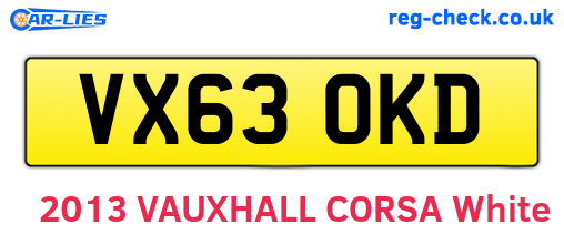 VX63OKD are the vehicle registration plates.