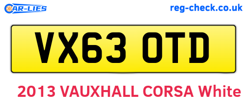 VX63OTD are the vehicle registration plates.