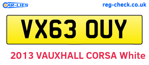 VX63OUY are the vehicle registration plates.