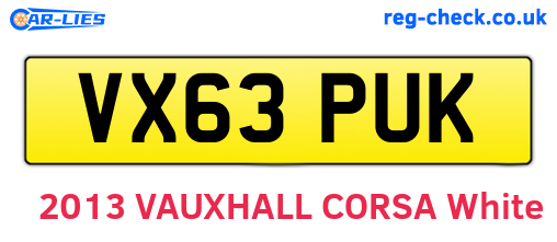 VX63PUK are the vehicle registration plates.