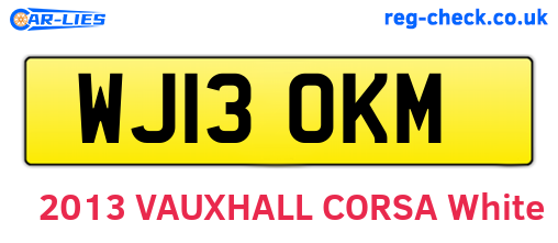 WJ13OKM are the vehicle registration plates.