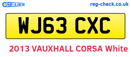 WJ63CXC are the vehicle registration plates.