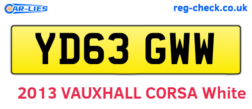 YD63GWW are the vehicle registration plates.