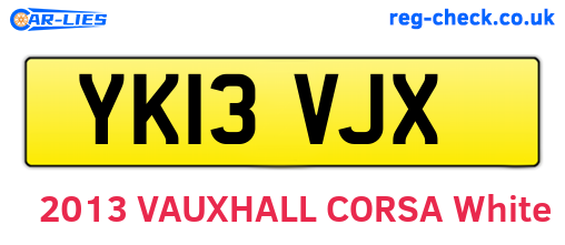 YK13VJX are the vehicle registration plates.