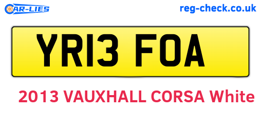 YR13FOA are the vehicle registration plates.