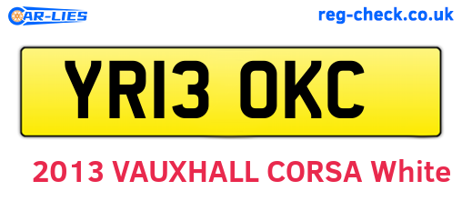 YR13OKC are the vehicle registration plates.