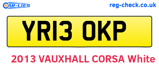 YR13OKP are the vehicle registration plates.