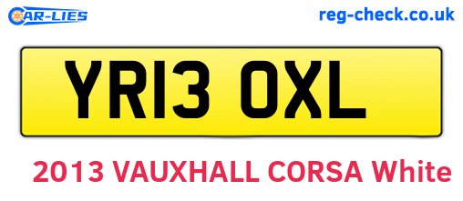 YR13OXL are the vehicle registration plates.