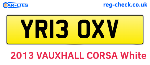 YR13OXV are the vehicle registration plates.