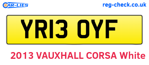 YR13OYF are the vehicle registration plates.
