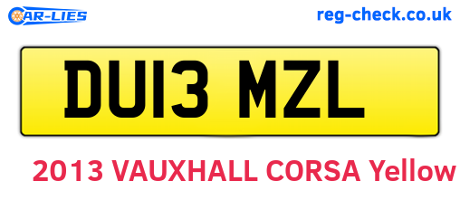 DU13MZL are the vehicle registration plates.