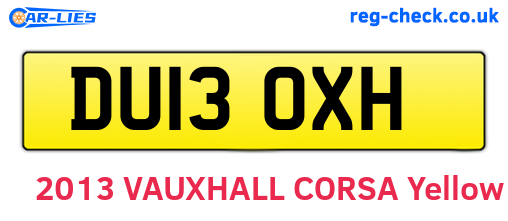 DU13OXH are the vehicle registration plates.