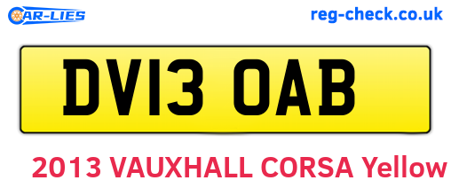 DV13OAB are the vehicle registration plates.