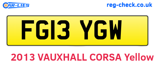 FG13YGW are the vehicle registration plates.