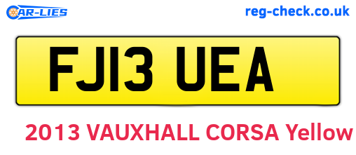 FJ13UEA are the vehicle registration plates.