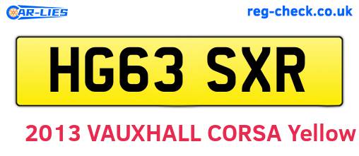 HG63SXR are the vehicle registration plates.