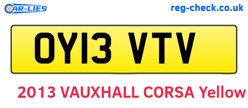 OY13VTV are the vehicle registration plates.