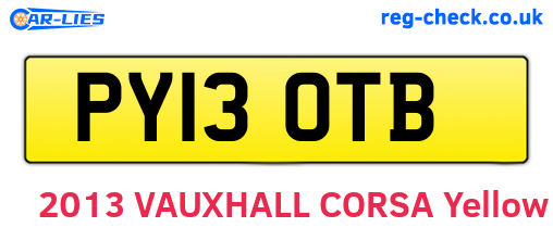 PY13OTB are the vehicle registration plates.