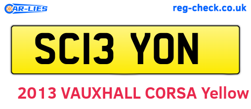 SC13YON are the vehicle registration plates.