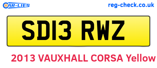 SD13RWZ are the vehicle registration plates.