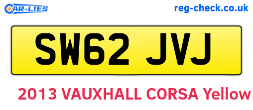 SW62JVJ are the vehicle registration plates.