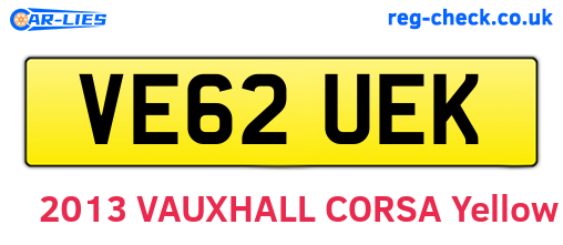 VE62UEK are the vehicle registration plates.