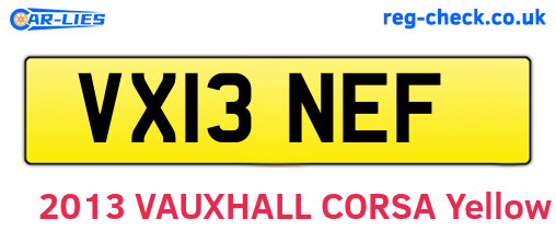 VX13NEF are the vehicle registration plates.