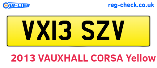 VX13SZV are the vehicle registration plates.