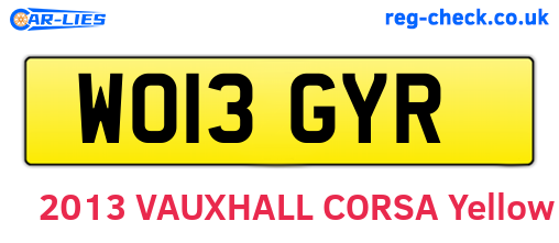 WO13GYR are the vehicle registration plates.