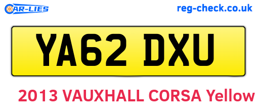 YA62DXU are the vehicle registration plates.