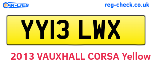 YY13LWX are the vehicle registration plates.