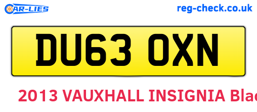 DU63OXN are the vehicle registration plates.