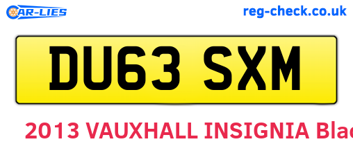 DU63SXM are the vehicle registration plates.