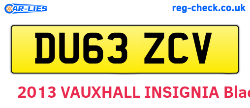 DU63ZCV are the vehicle registration plates.